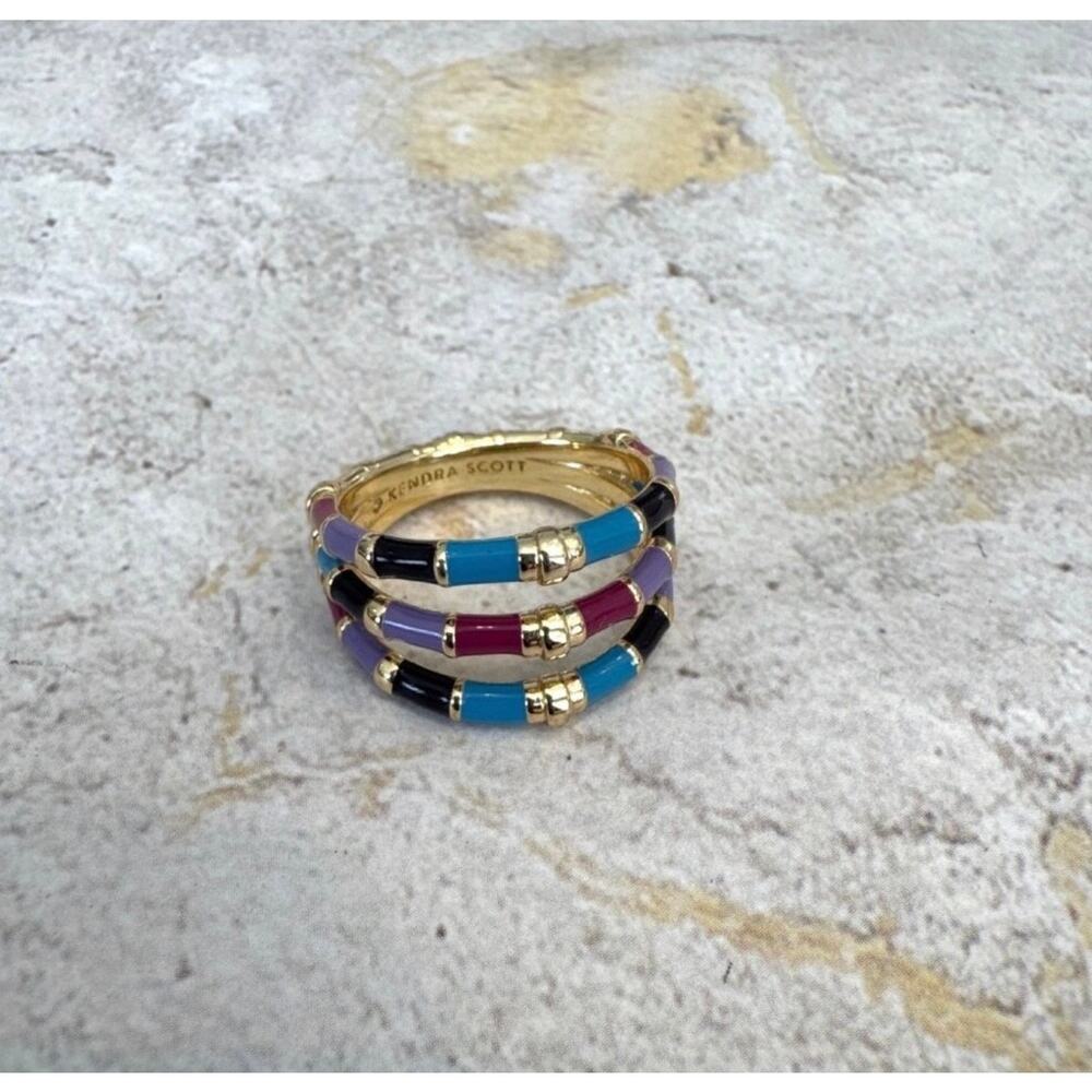 Kendra Scott Essie Gold Triple Band Ring in Orchid Mix Sz. 9